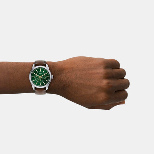 Pearson Men Quartz Green Dial Multi-Function Leather Watch FS6137
