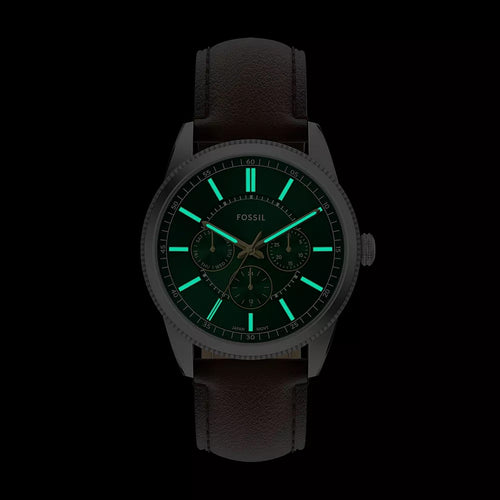 Pearson Men Quartz Green Dial Multi-Function Leather Watch FS6137