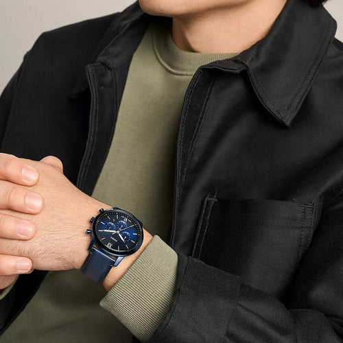 Neutra Men Quartz Blue Dial Chronograph Leather Watch FS6168