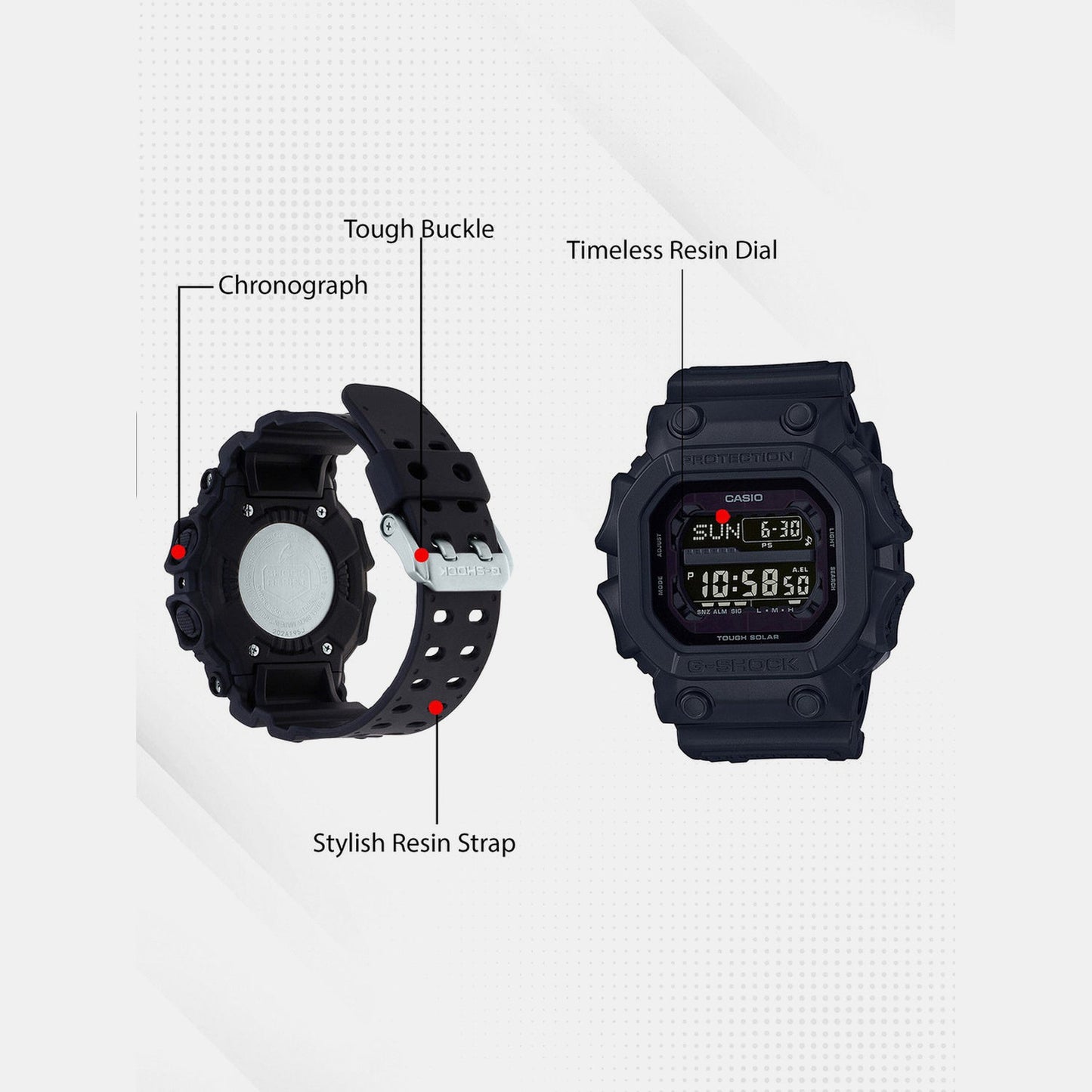 G-Shock Men Quartz Black Dial Digital Resin Watch G1056