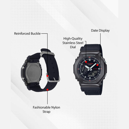 G-Shock Men Quartz Black Dial Analog-Digital Fabric Watch G1373