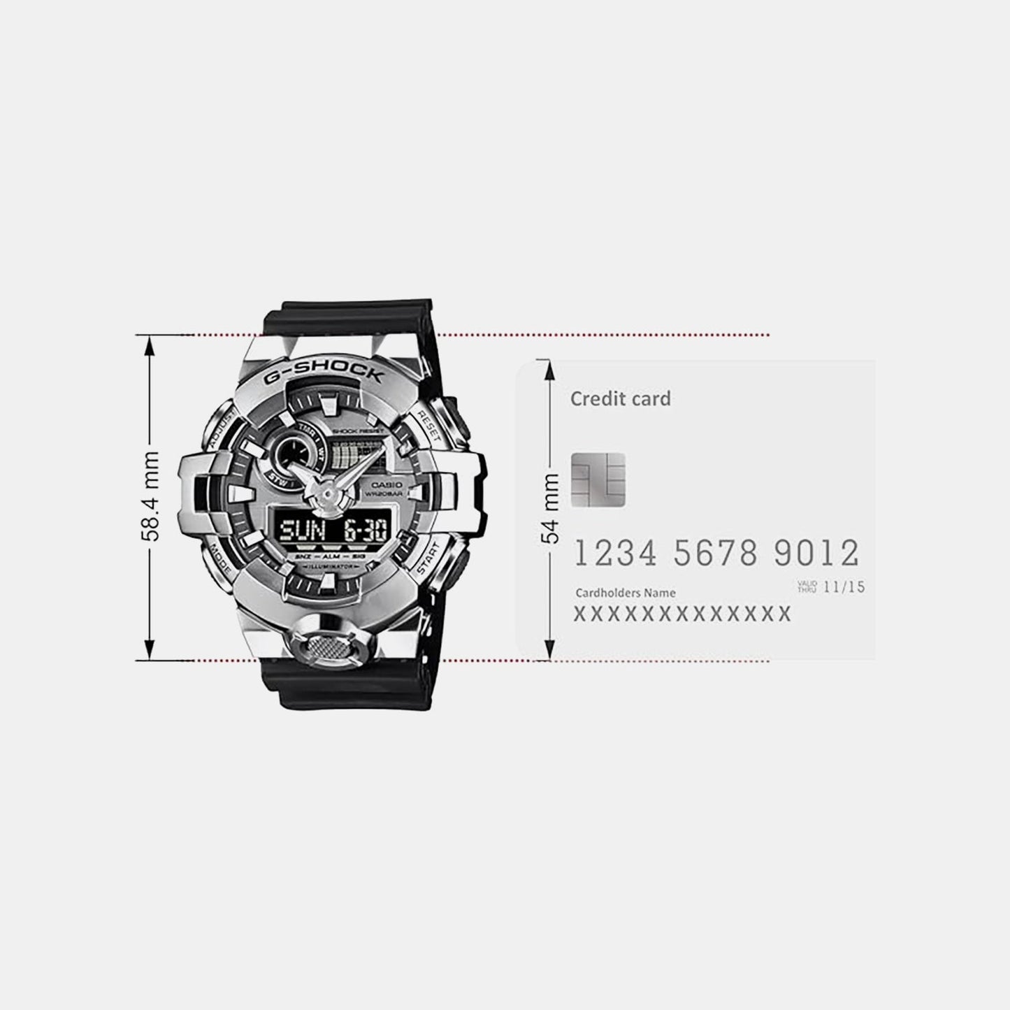 G-Shock Men Quartz Silver Dial Analog-Digital Resin Watch G1607