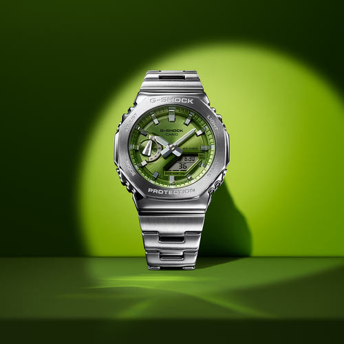 G-Shock Men Quartz Green Dial Analog-Digital Stainless Steel Watch G1611