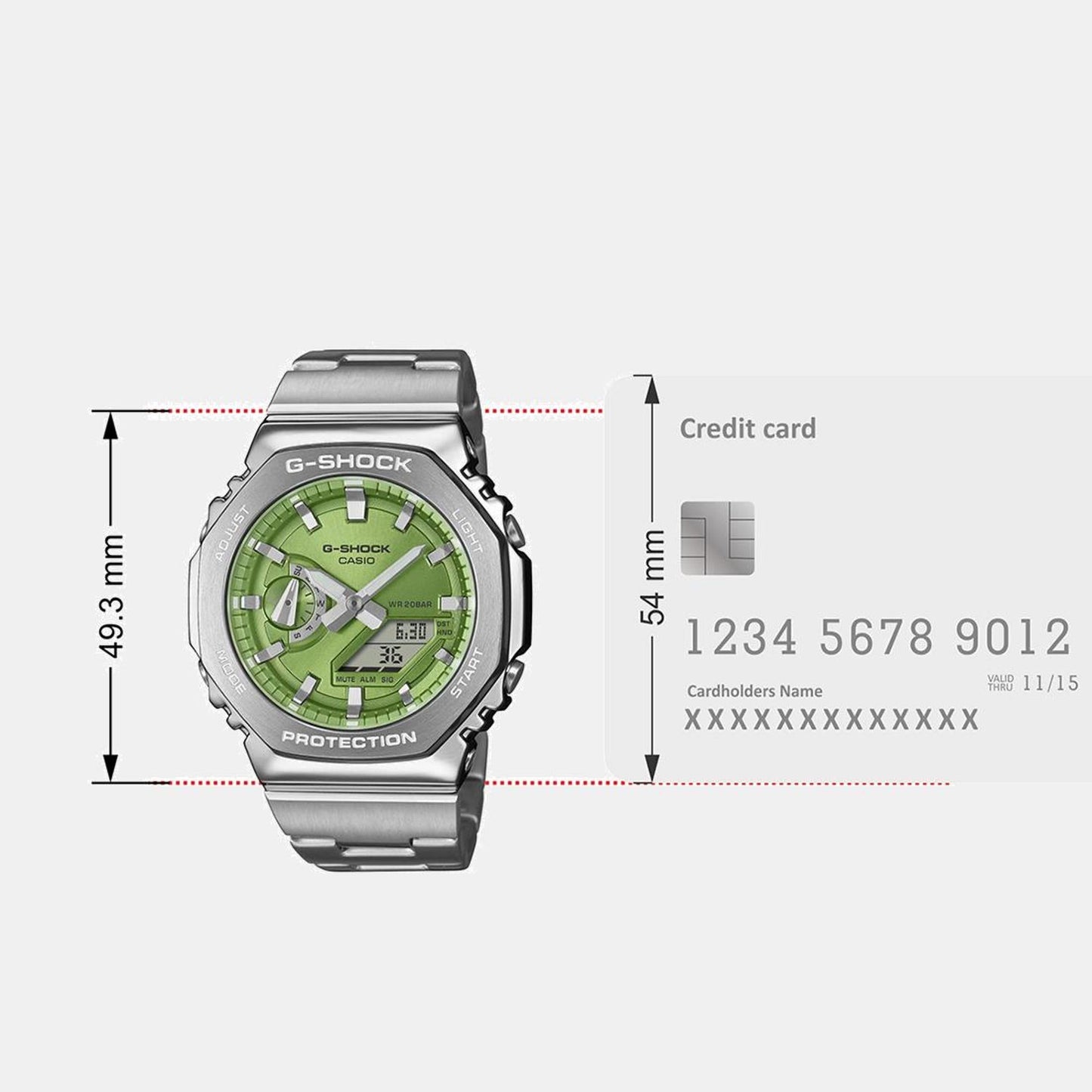 G-Shock Men Quartz Green Dial Analog-Digital Stainless Steel Watch G1611
