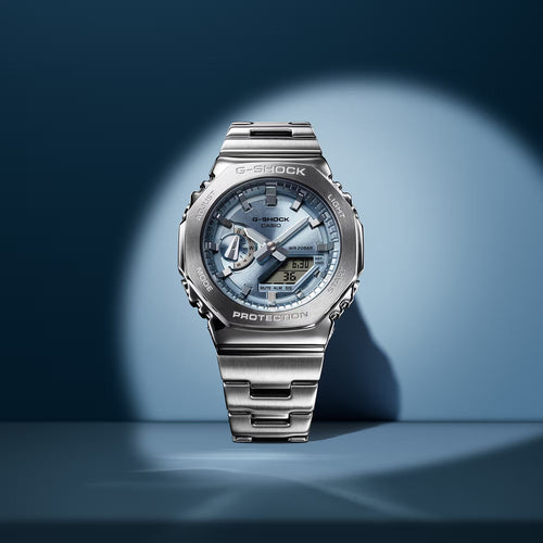 G-Shock Men Quartz Blue Dial Analog-Digital Stainless Steel Watch G1613