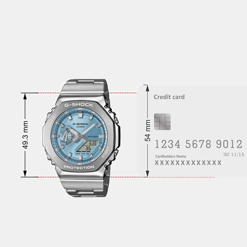 G-Shock Men Quartz Blue Dial Analog-Digital Stainless Steel Watch G1613