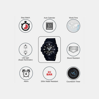 G-Shock Men Quartz Black Dial Analog-Digital Resin Watch G715