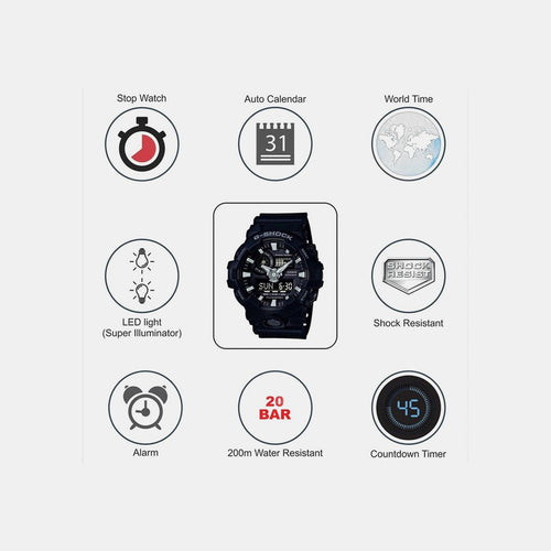 G-Shock Men Quartz Black Dial Analog-Digital Resin Watch G715