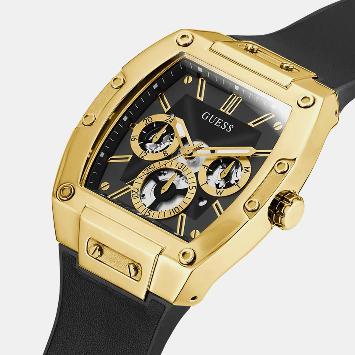 Gt Phoenix Men Quartz Black Dial Multi-Function Leather Watch GW0202G1