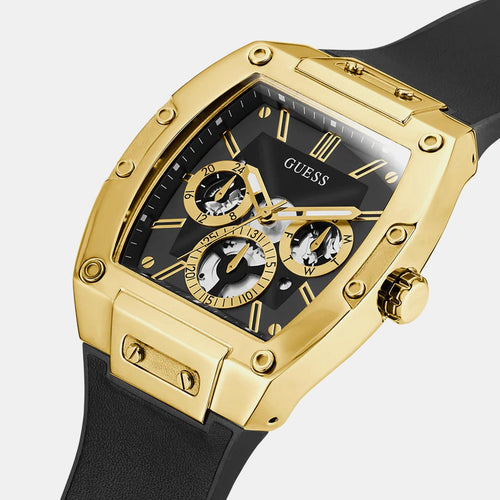 Gt Phoenix Men Quartz Black Dial Multi-Function Leather Watch GW0202G1