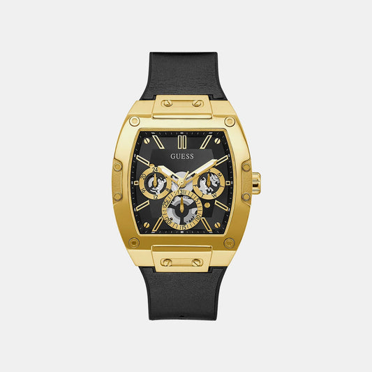 Gt Phoenix Men Quartz Black Dial Multi-Function Leather Watch Gw0202G1
