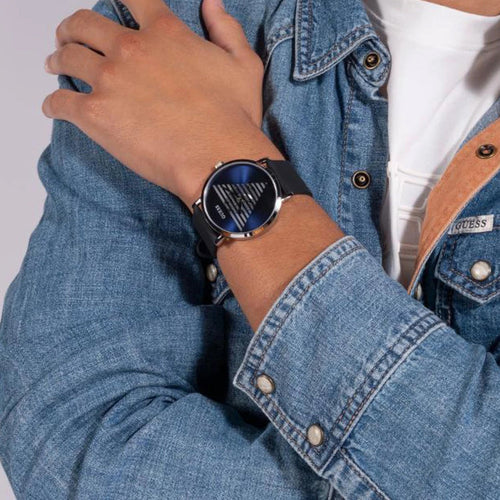 Idol Men Quartz Blue Dial Analog Silicone Watch GW0503G2