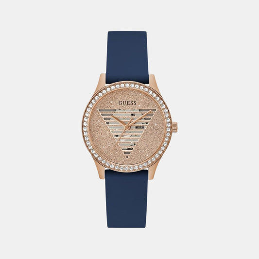 Lady Idol Women Quartz Rose Gold Dial Analog Silicone Watch Gw0530L3