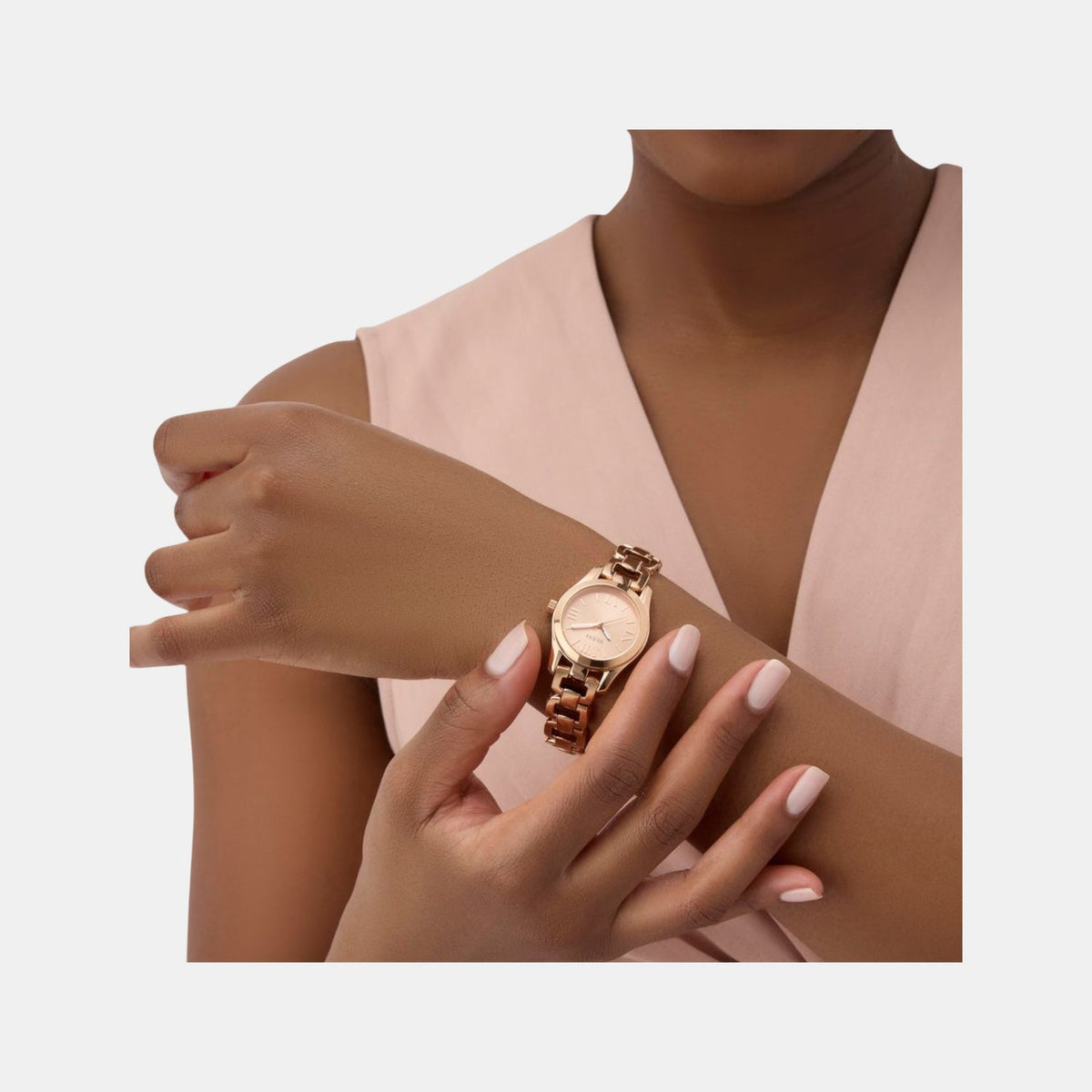 Gb Veda Women Quartz Rose Gold Dial Analog Stainless Steel Watch Gw0927L4