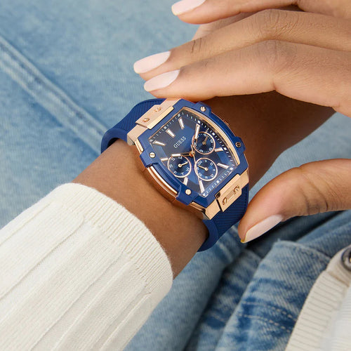 Gt Phoenix Women Quartz Blue Dial Multi-Function Silicone Watch Gw0945L4