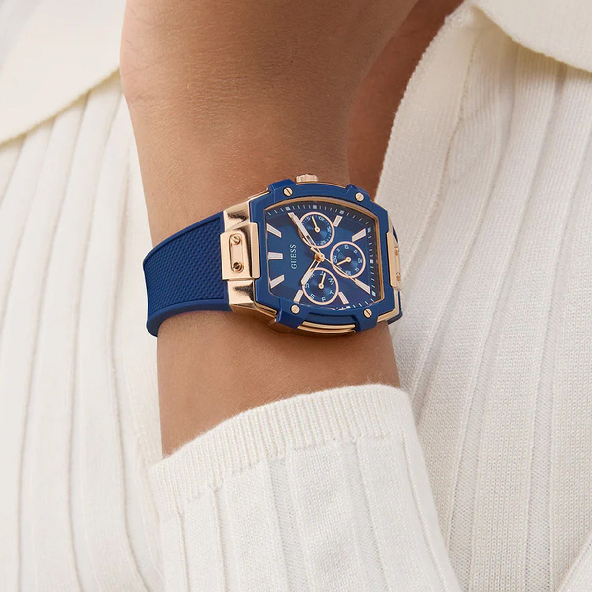 Gt Phoenix Women Quartz Blue Dial Multi-Function Silicone Watch Gw0945L4