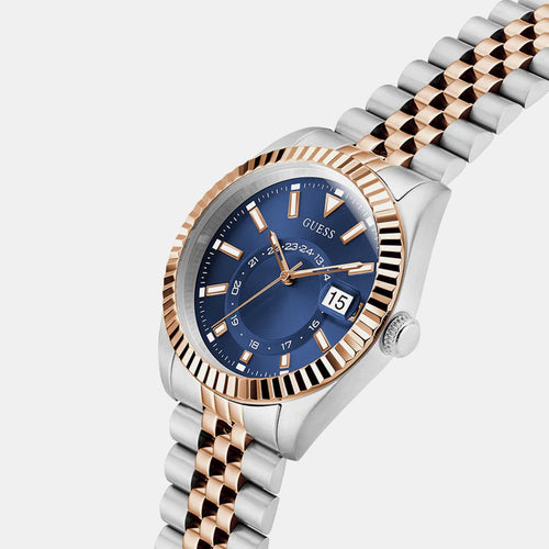 Gd Jaden Men Quartz Blue Dial Analog Stainless Steel Watch Gw0977G5