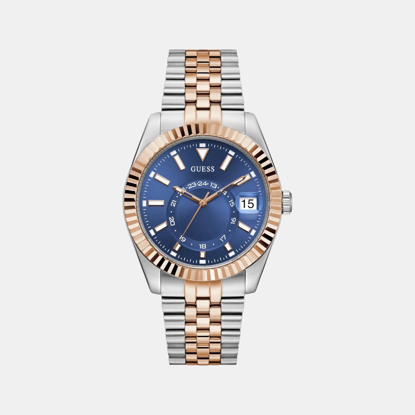 Gd Jaden Men Quartz Blue Dial Analog Stainless Steel Watch Gw0977G5