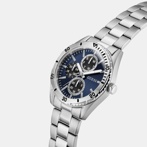Velocity Men Quartz Blue Dial Multi-Function Stainless Steel Watch Gw1061G7