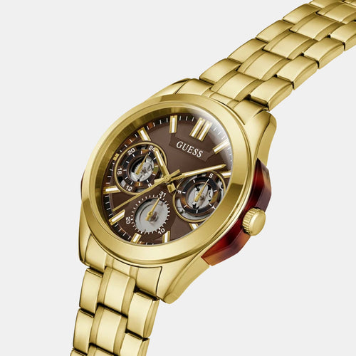 Dress Men Quartz Brown Dial Multi-Function Stainless Steel Watch GW1144G2