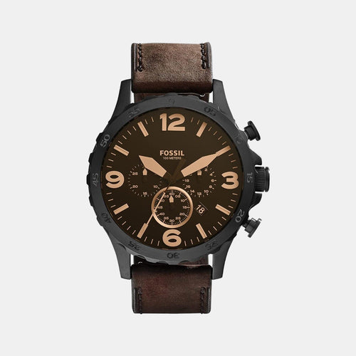 Nate Men Quartz Brown Dial Chronograph Leather Watch JR1487