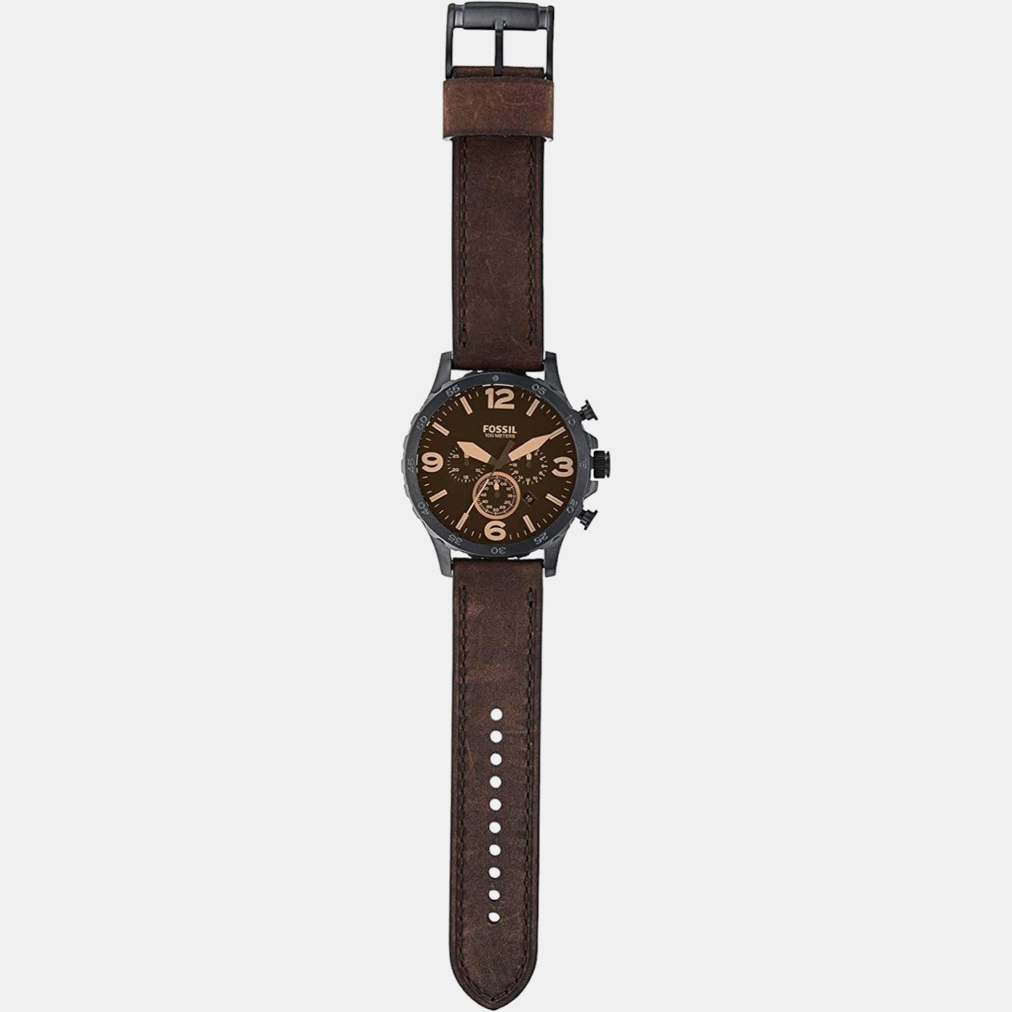 Nate Men Quartz Brown Dial Chronograph Leather Watch JR1487