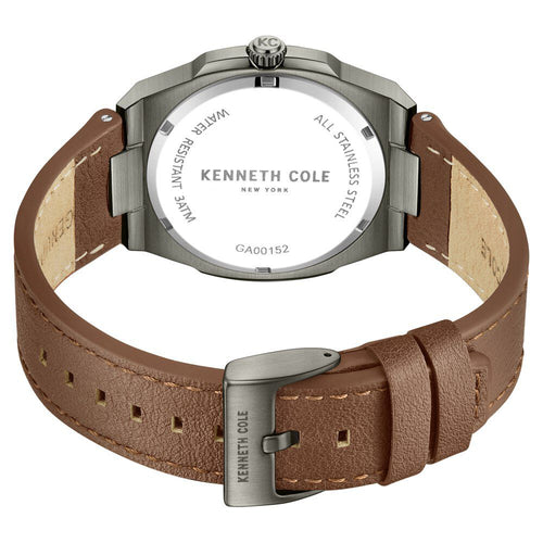 Kenneth Cole Quartz Analog Green Dial Brown Leather Strap Watch for Men-Ntkcwga0015202mn