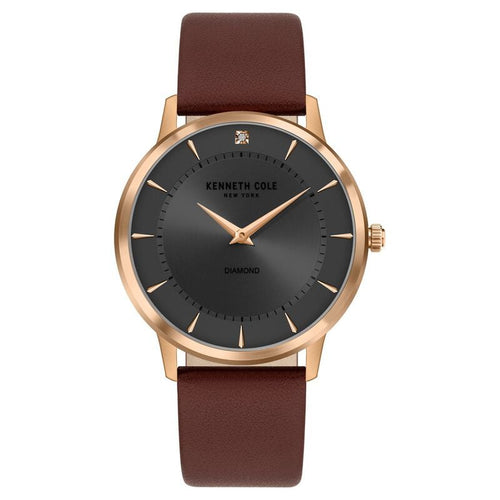 Kenneth Cole Quartz Analog Grey Dial Leather Strap Watch for Men NEKCWGA2106302MN