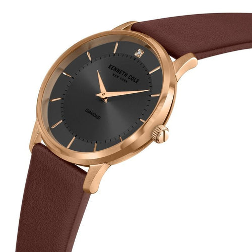 Kenneth Cole Quartz Analog Grey Dial Leather Strap Watch for Men NEKCWGA2106302MN