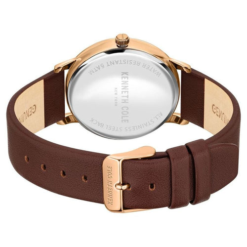 Kenneth Cole Quartz Analog Grey Dial Leather Strap Watch for Men NEKCWGA2106302MN