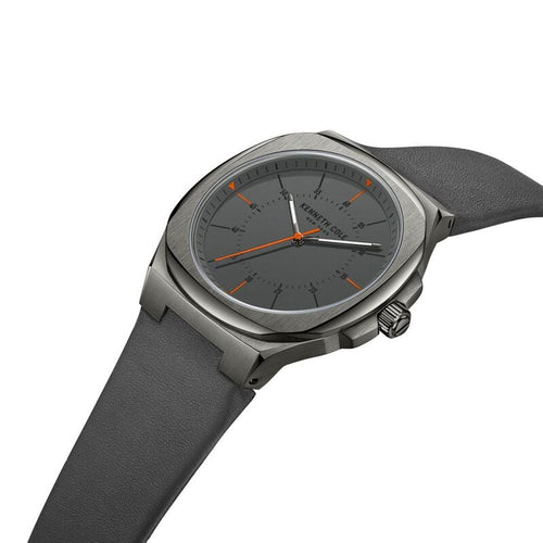 Kenneth Cole Quartz Analog Grey Dial Leather Strap Watch for Men KCWGA2218301MN