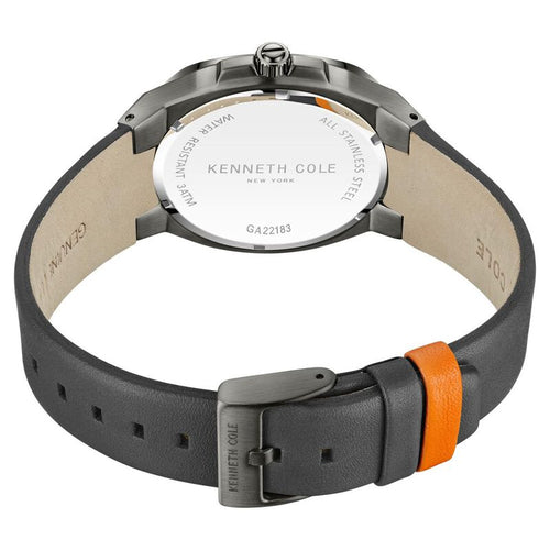 Kenneth Cole Quartz Analog Grey Dial Leather Strap Watch for Men KCWGA2218301MN