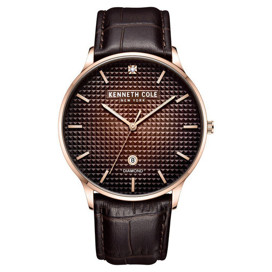 Kenneth Cole Brown Dial Quartz Analog Leather Strap Watch for Men-Ntkcwgb2233503mn