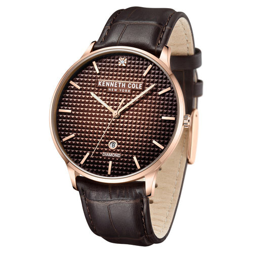 Kenneth Cole Brown Dial Quartz Analog Leather Strap Watch for Men-Ntkcwgb2233503mn