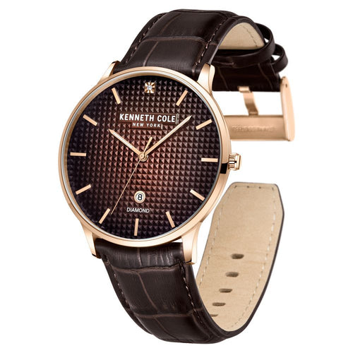 Kenneth Cole Brown Dial Quartz Analog Leather Strap Watch for Men-Ntkcwgb2233503mn