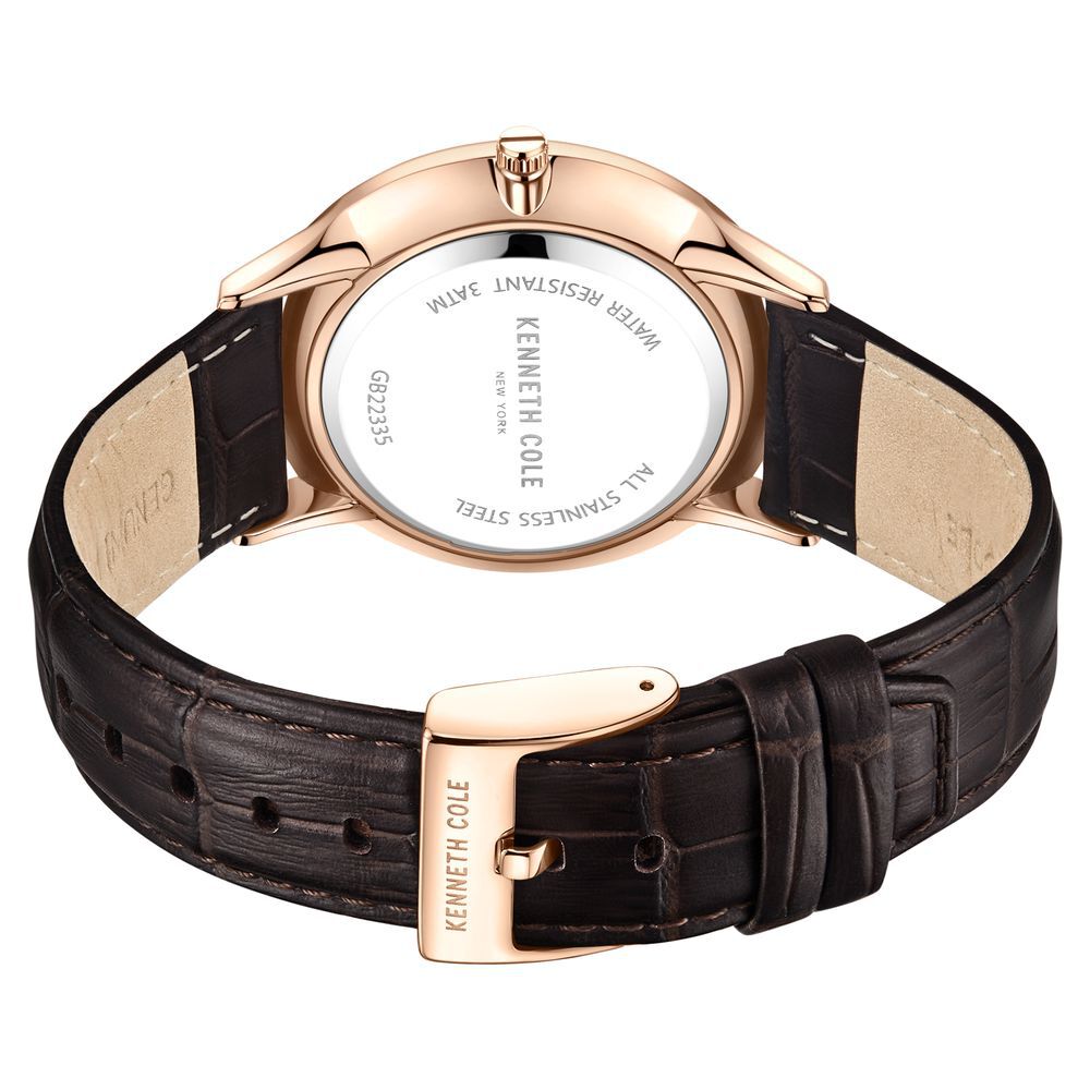 Kenneth Cole Brown Dial Quartz Analog Leather Strap Watch for Men-Ntkcwgb2233503mn