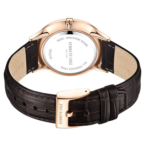 Kenneth Cole Brown Dial Quartz Analog Leather Strap Watch for Men-Ntkcwgb2233503mn
