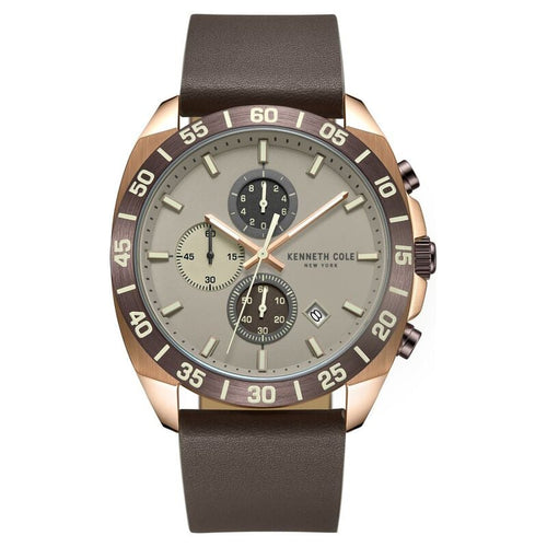 Kenneth Cole Quartz Chronograph Grey dial Leather Strap Watch for Men NTKCWGC0016102MNW