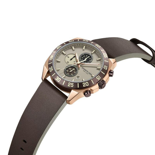 Kenneth Cole Quartz Chronograph Grey dial Leather Strap Watch for Men NTKCWGC0016102MNW