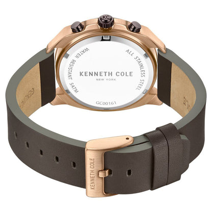 Kenneth Cole Quartz Chronograph Grey Dial Leather Strap Watch for Men-Ntkcwgc0016102mn