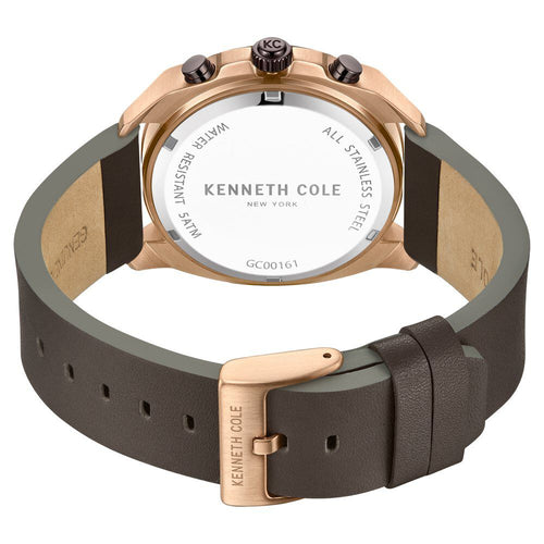 Kenneth Cole Quartz Chronograph Grey Dial Leather Strap Watch for Men-Ntkcwgc0016102mn
