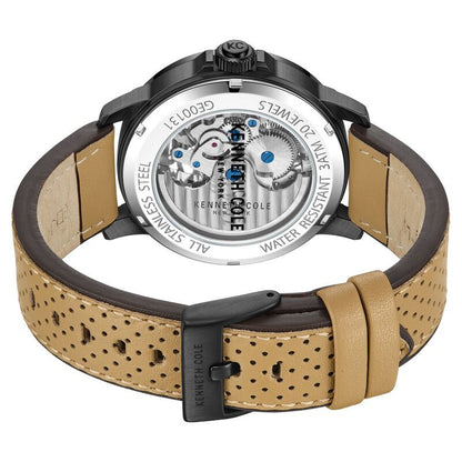Kenneth Cole Automatic Black Dial Brown Leather Strap Watch For Men NTKCWGE0013105MN