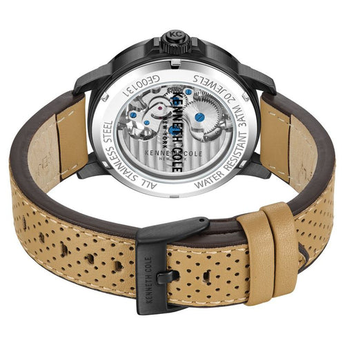 Kenneth Cole Automatic Black Dial Brown Leather Strap Watch For Men NTKCWGE0013105MN