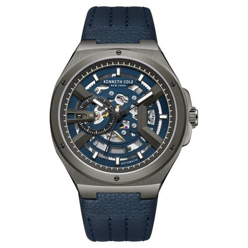 Kenneth Cole Automatic Analog Blue dial Leather Strap Watch for Men NTKCWGX0064402MN