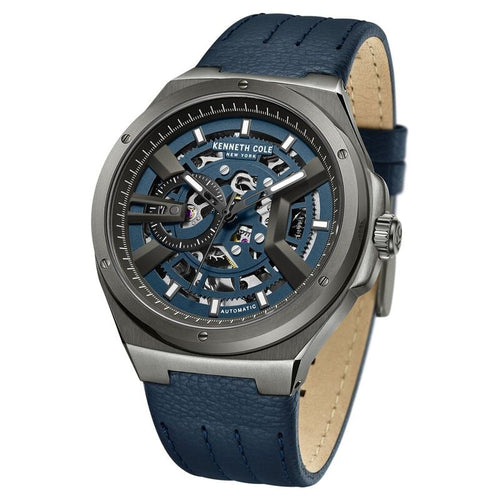 Kenneth Cole Automatic Analog Blue dial Leather Strap Watch for Men NTKCWGX0064402MN