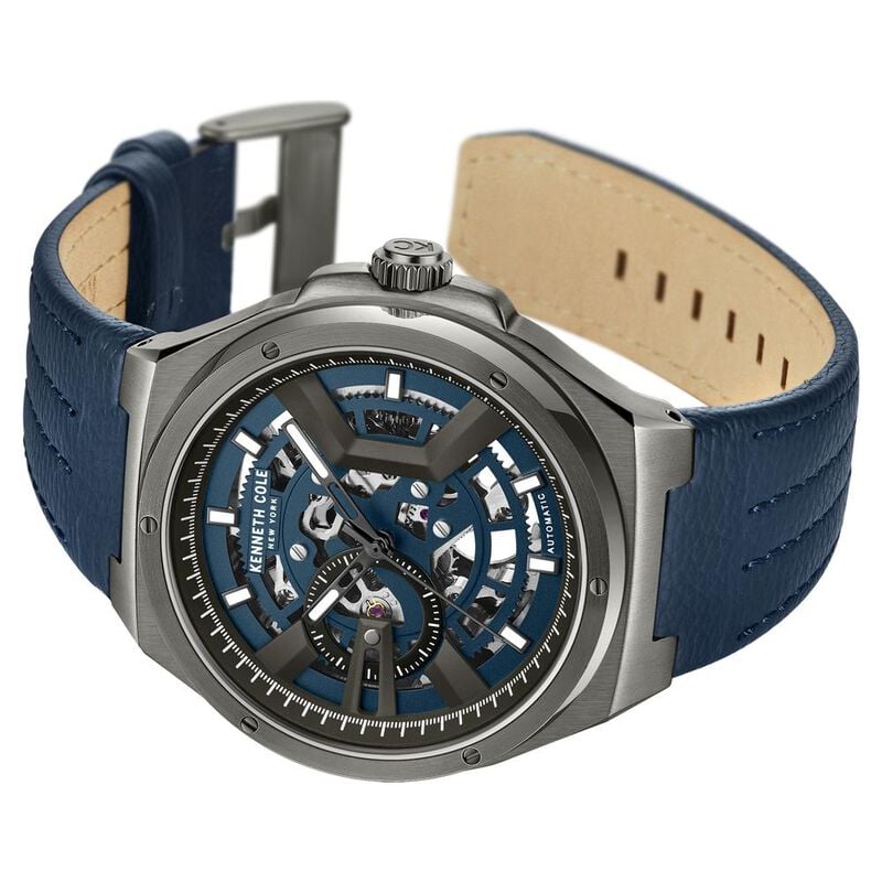 Kenneth Cole Automatic Analog Blue dial Leather Strap Watch for Men NTKCWGX0064402MN