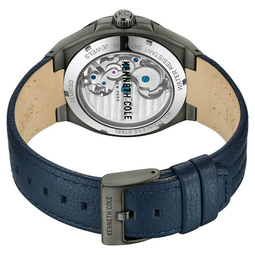 Kenneth Cole Automatic Analog Blue dial Leather Strap Watch for Men KCWGE0013702MN