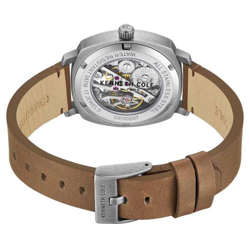 Kenneth Cole Silver Dial Analog Mechanical Hand Wound Watch for Men KCWGE0020701MN