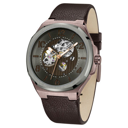 Kenneth Cole Automatic Grey Dial Brown Leather Strap Watch for Men-Ntkcwge2233103mn