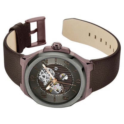Kenneth Cole Automatic Grey Dial Brown Leather Strap Watch for Men-Ntkcwge2233103mn